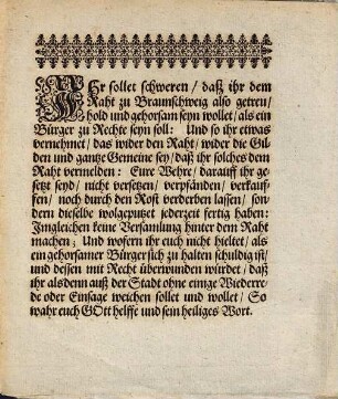 Der Stadt Braunschweig Bürger Eyd
