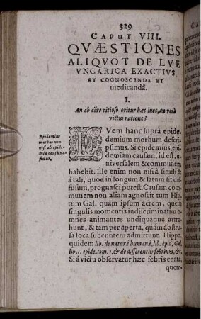 I. An ab aere vitioso oritur haec lues, an vero victus ratione?