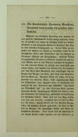 47. Die Troubadours, Trouveres, Menestrels, Jongleurs vom neunten bis zwölften Jahrhunderte