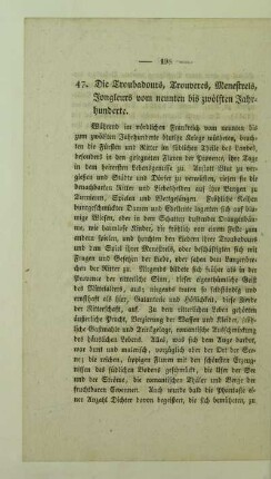 47. Die Troubadours, Trouveres, Menestrels, Jongleurs vom neunten bis zwölften Jahrhunderte