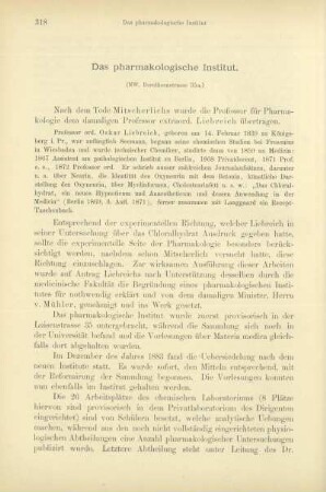 Das pharmakologische Institut
