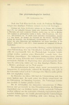 Das pharmakologische Institut