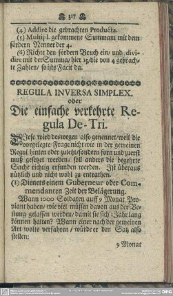Regula Inversa Simplex, oder Die einfache verkehrte Regula de Tri