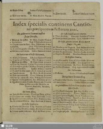 Index specialis... festorum anni