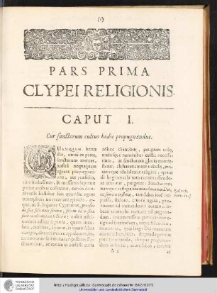 PARS PRIMA CLYPEI RELIGIONIS