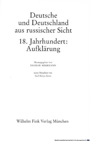 Deutsche und Deutschland aus russischer Sicht, 2. 18. Jahrhundert : Aufklärung