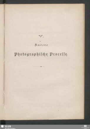 V. Andere Photographische Processe