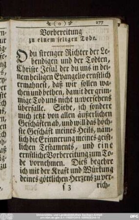 Vorbereitung zu einem seligen Tode.