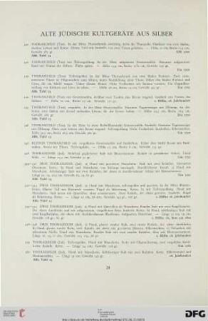 Alte jüdische Kultgeräte aus Silber (Nr. 341-426)