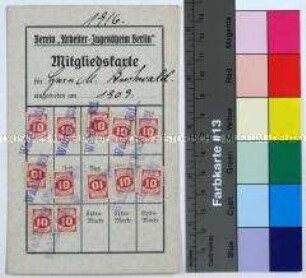 Mitgliedskarte des Vereins "Arbeiter-Jugendheim Berlin" für den Tischler Max Buchwald