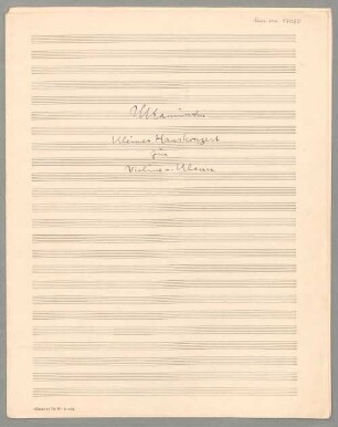 Hauskonzert, vl, pf - BSB Mus.ms. 17050 : Kleines Hauskonzert für Violine u[nd] Klavier