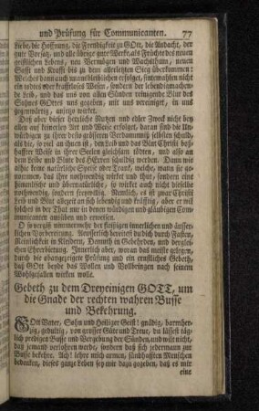 Gebeth zu dem Dreyeinigen Gott, um die Gnade der rechten wahren Busse und Bekehrung.