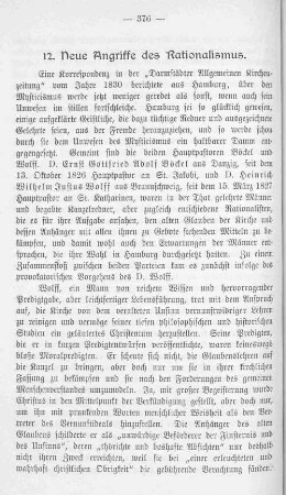 12. Neue Angriffe des Rationalismus.