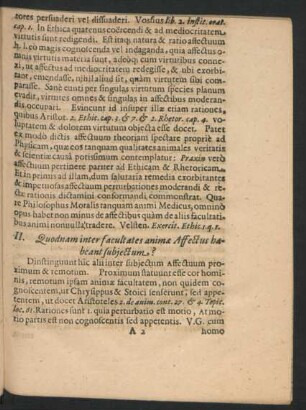 II. Quodnam inter facultates animae Affectus habeant subiectum?