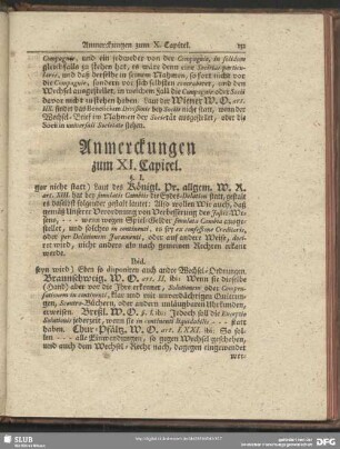 Anmerckungen zum XI. Capitel