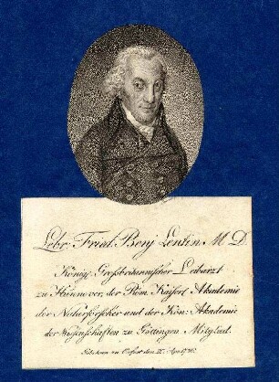 Bildnis von Lebrecht Friedrich Benjamin Lentin (1736-1807)