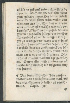 Van dem aiffscheiden Jesu van syner moder ... Capit. xx.