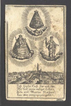 Darstellung der Monstranz mit den drei heiligen Hostien der Klos (kleines Andachtsbild)