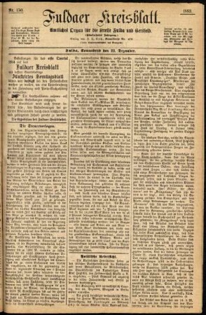 Erste Ausgabe vom Samstag, den 22. Dezember 1883.
