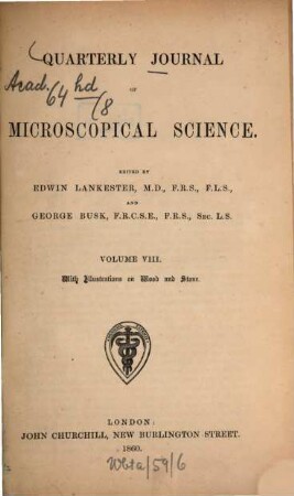 Quarterly journal of microscopical science. 8. 1860