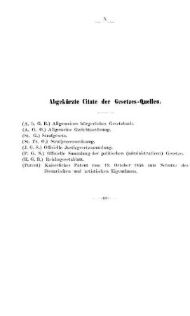 Abgekürzte Citate der Gesetzes-Quellen.