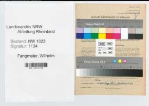 Entnazifizierung Wilhelm Fangmeier , geb. 28.03.1907 (Verw.Angest.)