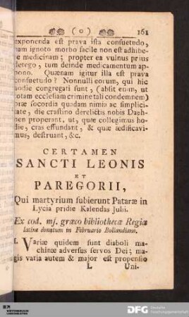 Certamen Sancti Leonis Et Paregorii