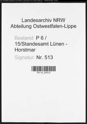 Sterberegister Standesamt Lünen-Horstmar