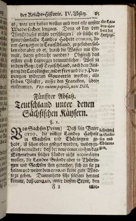 Fünfter Absatz. Teutschland unter denen Sächsischen Käysern. - Sechster Absatz. Teutschland unter den Franckischen Käysern.