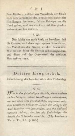 Drittes Hauptstück. Erläuterung der Gesetze über den Todschlag