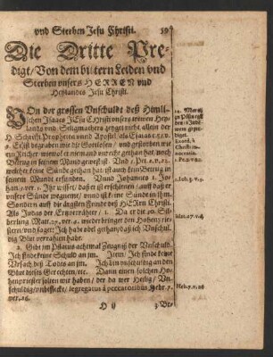 Die Dritte Predigt/ Von dem bittern Leiden und Sterben unsers Herren und Heylandes Jesu Christi.