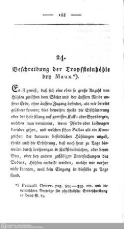 24. Beschreibung der Tropfsteinhöhle bey Maux