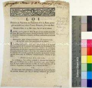 Gesetz - Apanage der Brüder des Königs in der Emigration, 23. Mai 1792