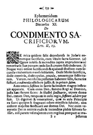 Dirscurs XI. De Condimento sacrificiorum.
