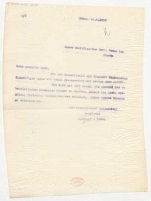 Brief an Ferdinand Oscar Leu : 14.05.1915
