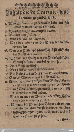 Inhalt dieses Tractats/ was darinnen gehandelt wird.