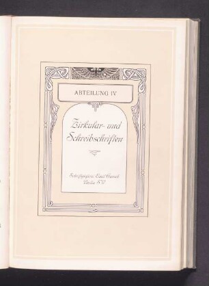 Abteilung IV Zirkular- und Schreibschriften