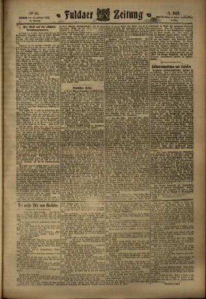 Zweite Ausgabe vom Mittwoch, den 15. Februar 1911.