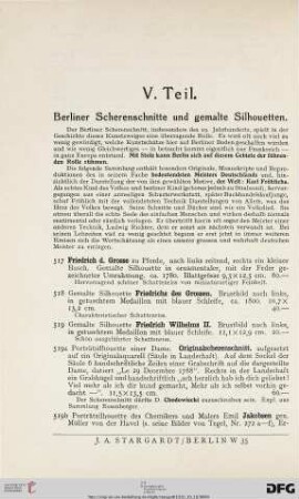 V. Teil: Berliner Scherenschnitte und gemalte Silhouetten (Nr. 517-531)
