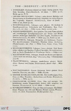 Ton – Irdengut – Steinzeug (Nr. 1-25)