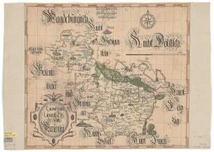 Karte des Stiftes Merseburg, ca. 1:60 000, Handzeichnung, um 1710? : Geometrischer Generalriß des Stiffts Merseburg. - [Ca. 1:60 000]. - [S.l.] , [um 1710?]. - 1 Kt. : kolor. Handzeichng. ; 58 x 51 cm