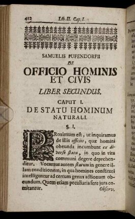 Samuelis Pufendorf De Officio Hominis Et Civis Liber Secundus.