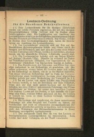 Lootsen-Ordnung für die Dresdener Brückenlootsen.