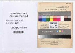 Entnazifizierung Wilhelm Schulten , geb. 12.01.1895 (Architekt)