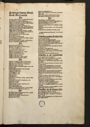 Tabula prime partis summe Alexandri de Ales