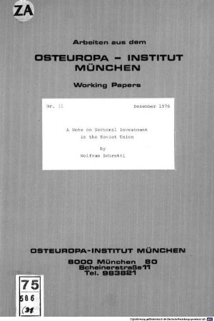 A note on sectoral investment in the Soviet Union