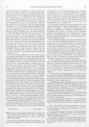 721-723 [Rezension] Stache, Christa, Das Evangelische Zentralarchiv in Berlin und seine Bestände