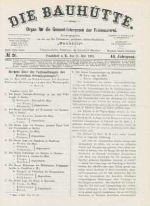 No. 26. Frankfurt a. M., den 27. Juni 1903. 46. Jahrgang.