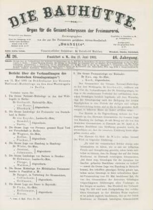 No. 26. Frankfurt a. M., den 27. Juni 1903. 46. Jahrgang.