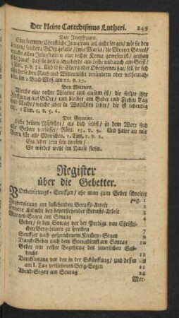 Register über die Gebetter